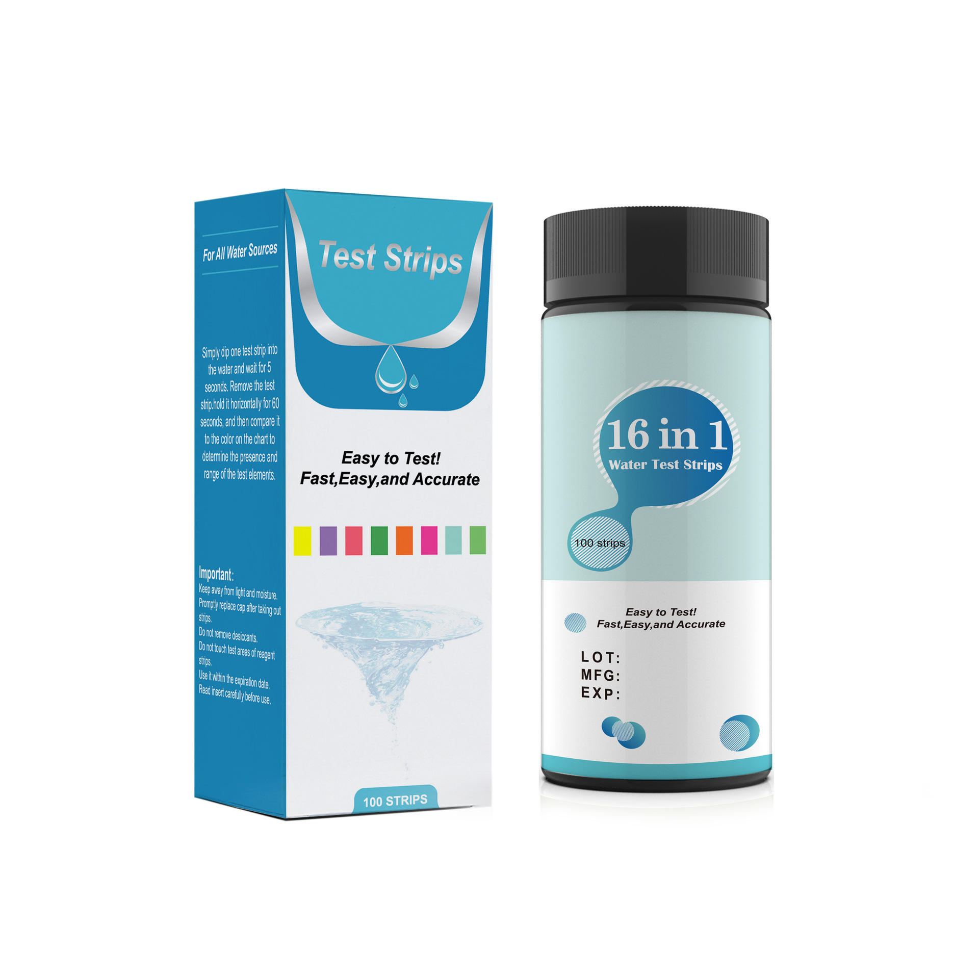 Marine Aquarium Water Test Kit - 100 Pcs 16-IN-1 Aquarium Test Fish