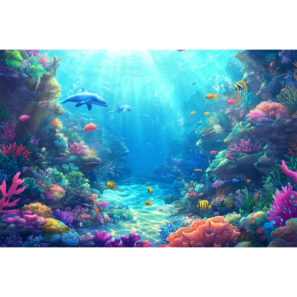 Underwater World Backdrop Unde – обзор и цена Aquarium Marine World
