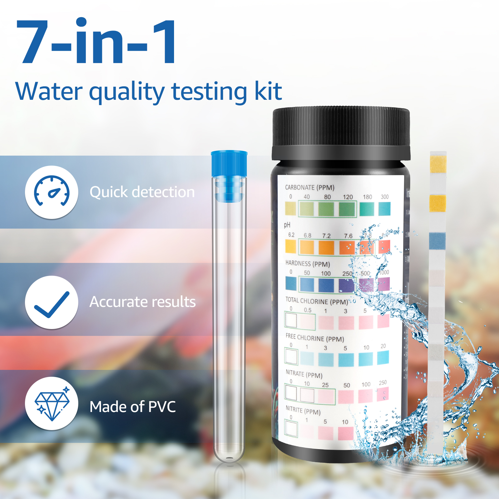 100Pcs 7 in 1 Aquarium Test St – обзор и цена Marine Aquarium Water Test Kit