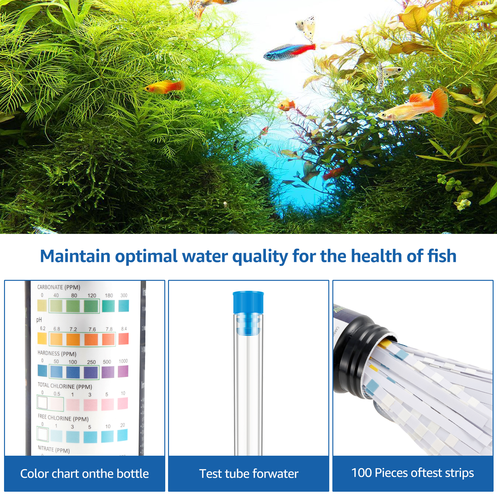 100Pcs 7 in 1 Aquarium Test St – обзор и цена Marine Aquarium Water Test Kit